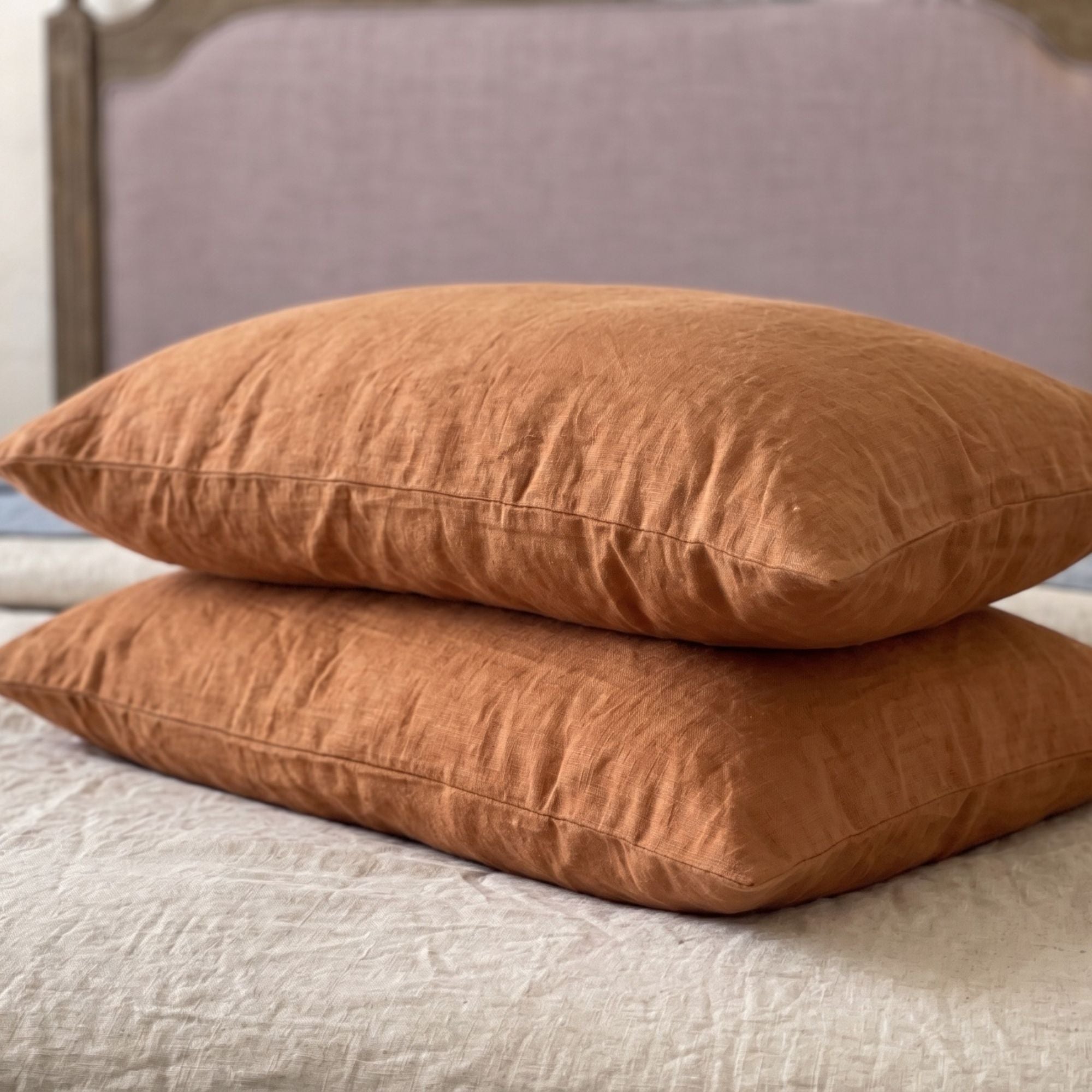 100% Linen Pillowcases Set of 2 – Soft Washed Pillow Covers