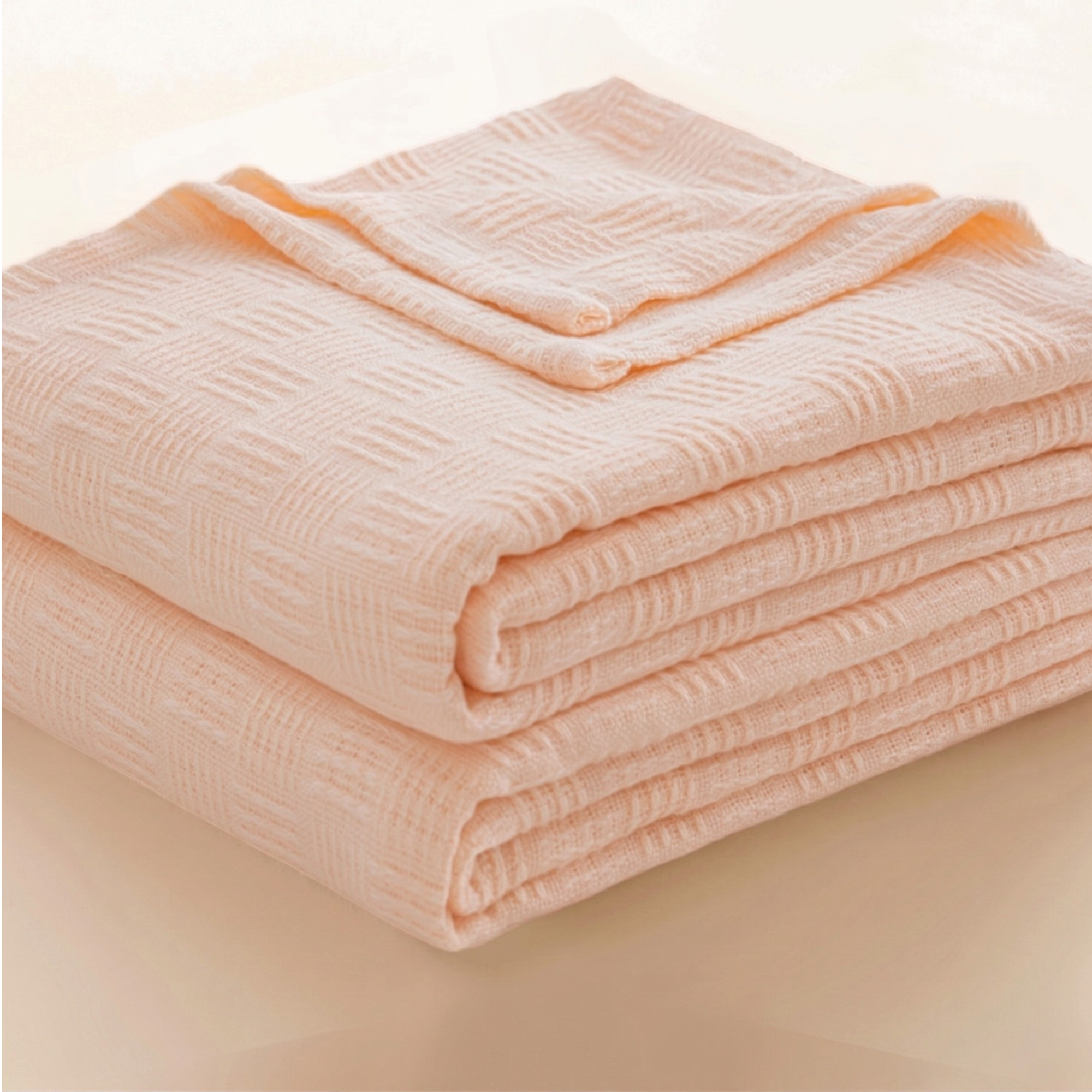 Dusty Blue Waffle Cotton Throw Blanket for Couch and Bed