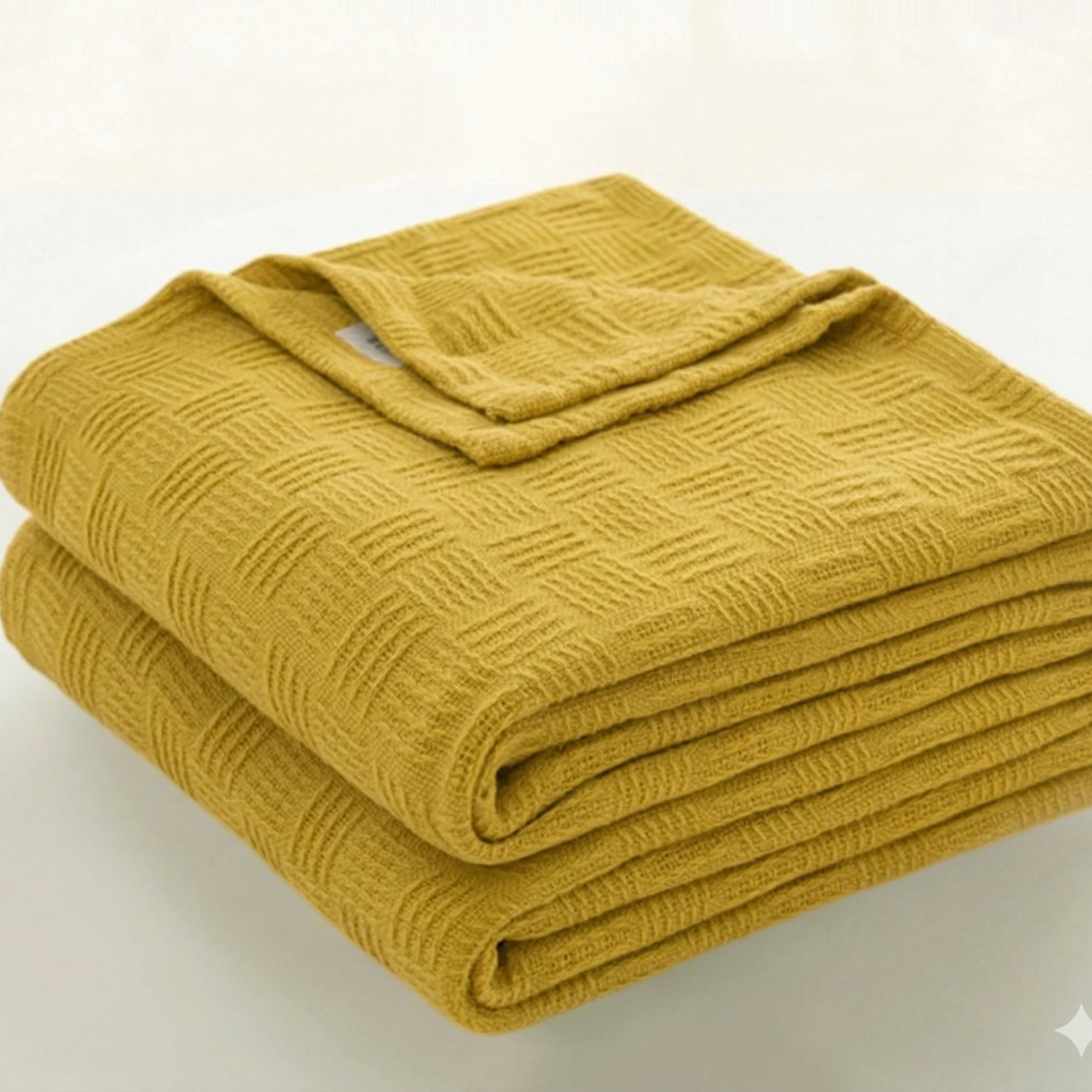 Dusty Blue Waffle Cotton Throw Blanket for Couch and Bed