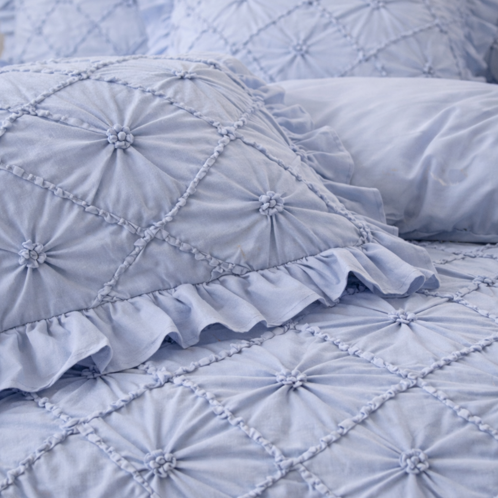 White  Cotton Bedding Set | Ruffled Duvet Cover, Princess Style