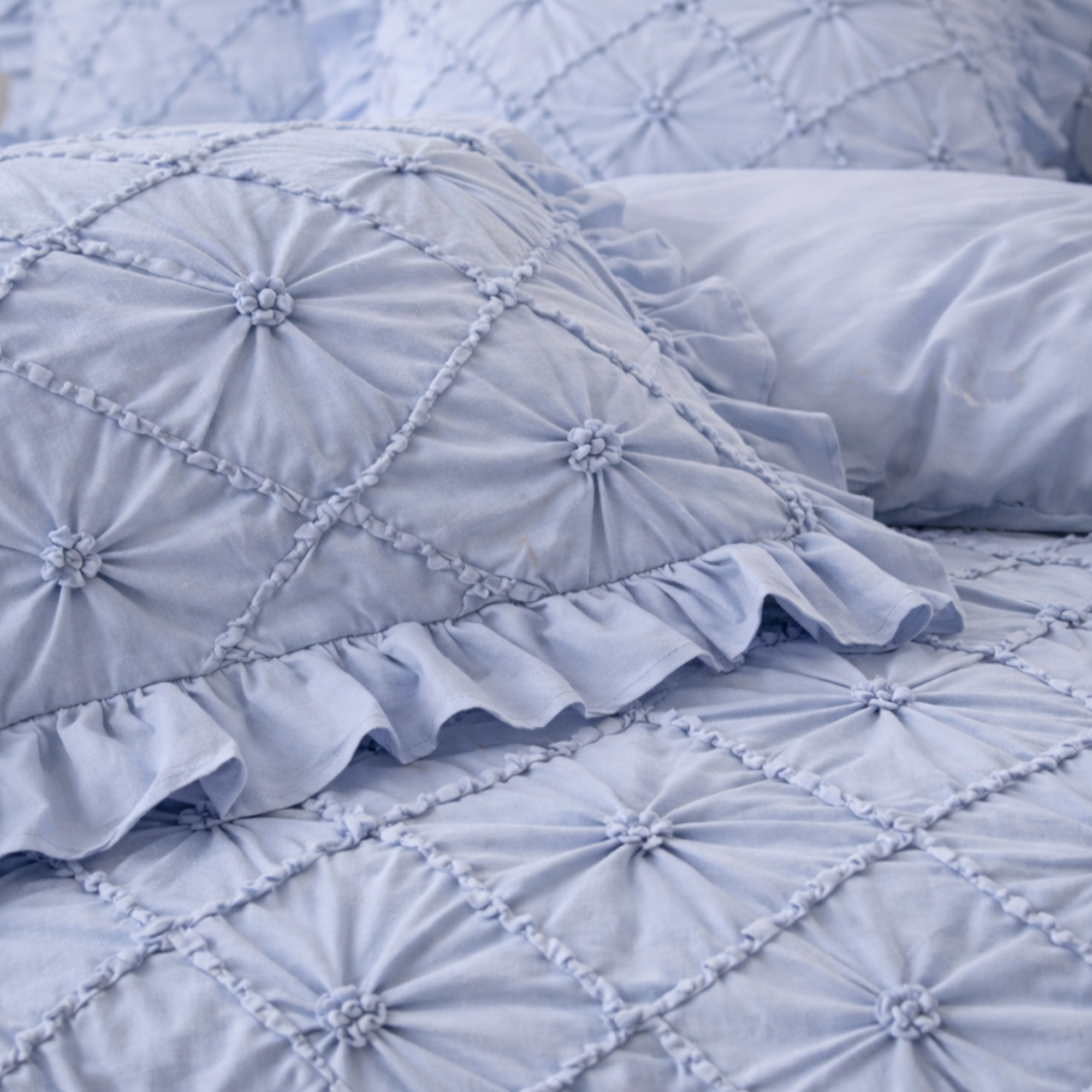 White  Cotton Bedding Set | Ruffled Duvet Cover, Princess Style