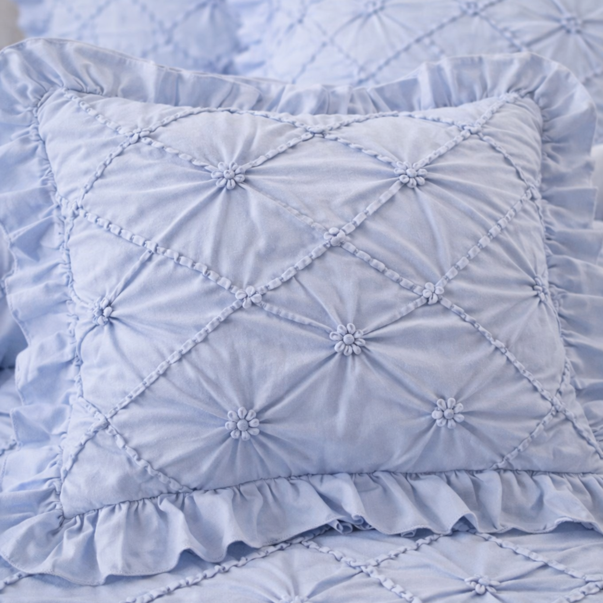White  Cotton Bedding Set | Ruffled Duvet Cover, Princess Style