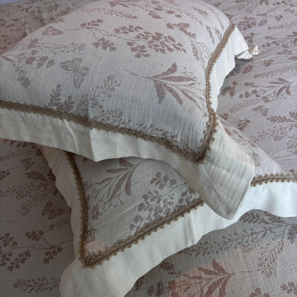 Embroidered Cotton Linen Bedding – Calm Botanical Bedroom Style