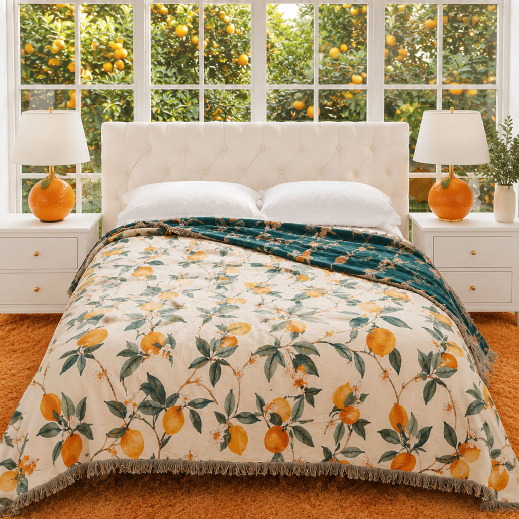 Cotton Gauze Blanket Throw | Reversible Muslin Bedspread