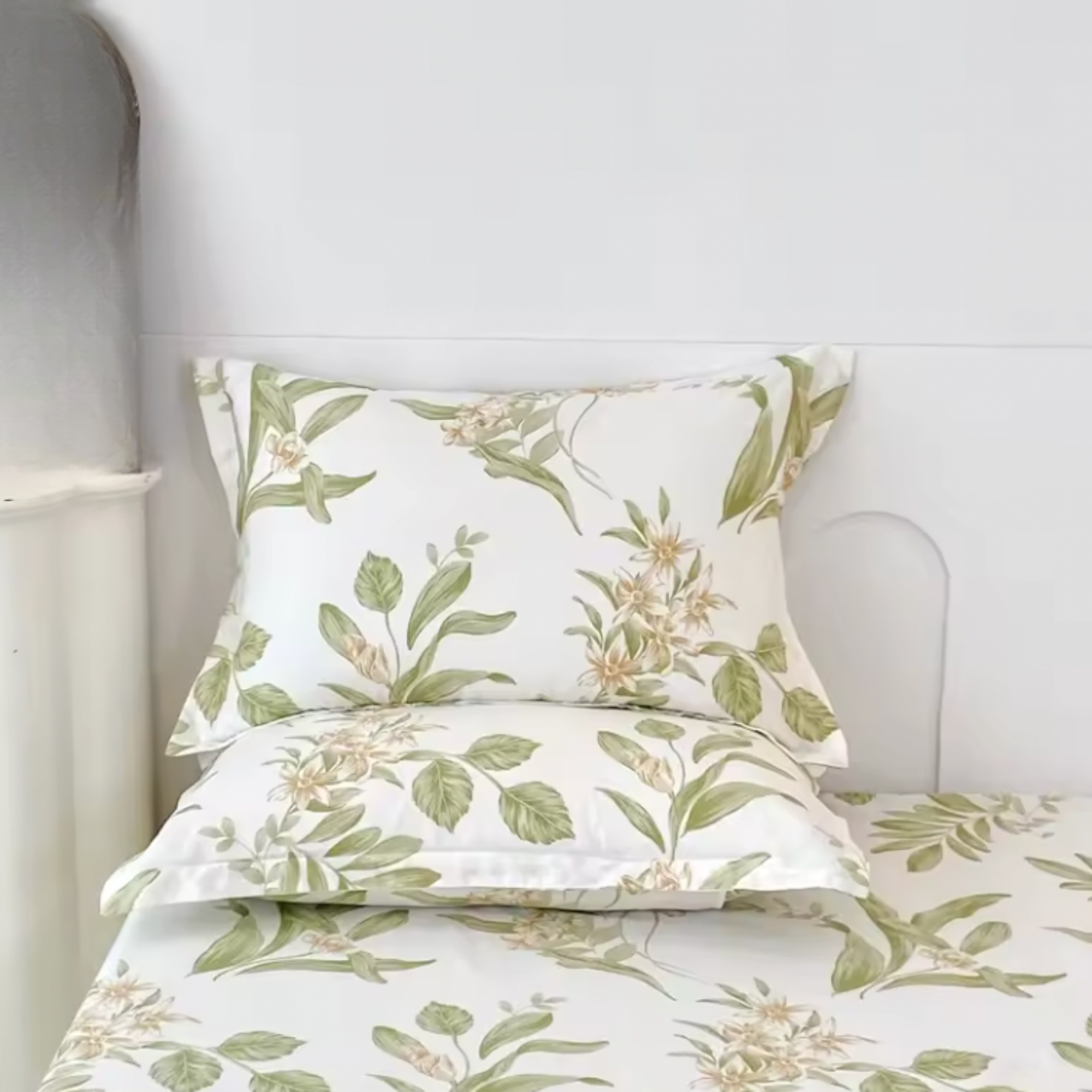 Green Floral Cotton Bedding Set | 100% Brushed Cotton Duvet Cover Set