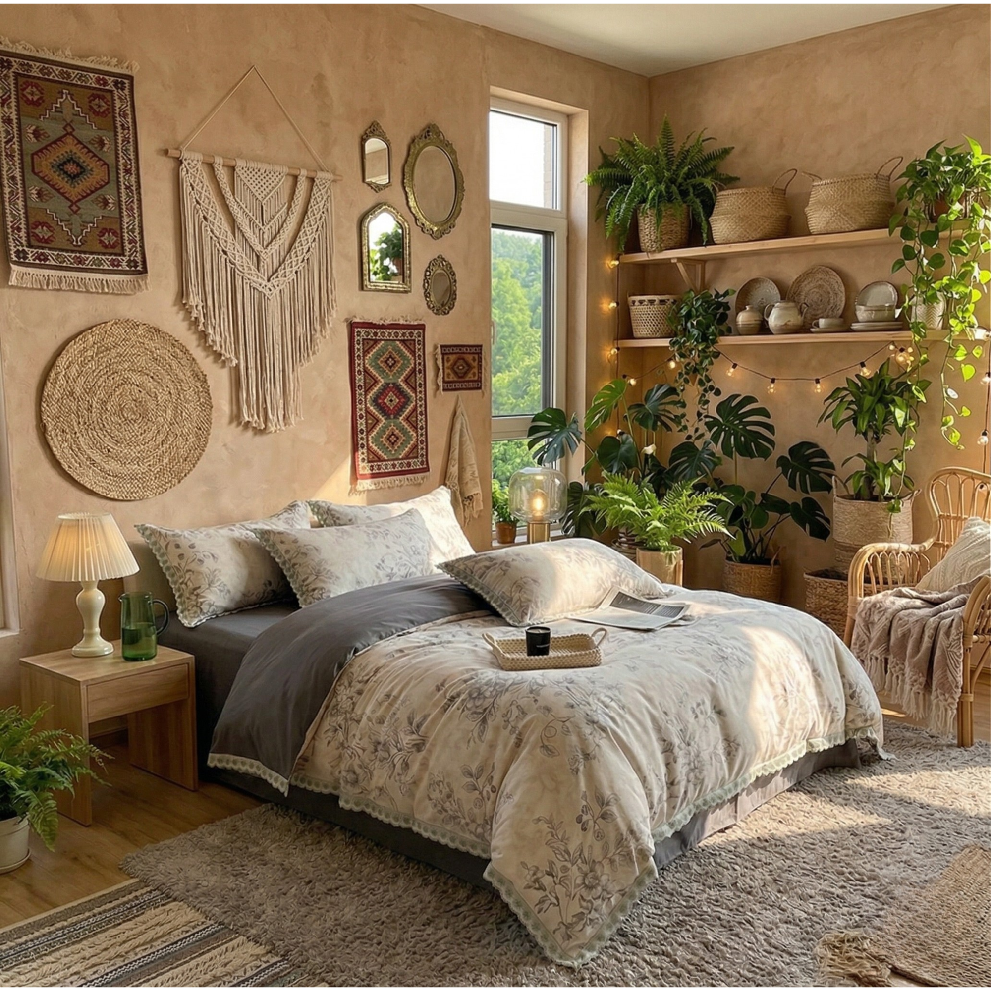 Neutral Floral Bedding Set – Airy Cottage Bedroom Style