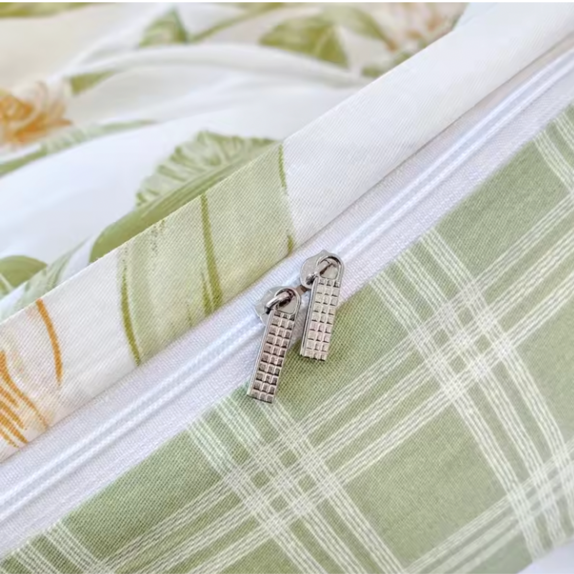 Green Floral Cotton Bedding Set | 100% Brushed Cotton Duvet Cover Set