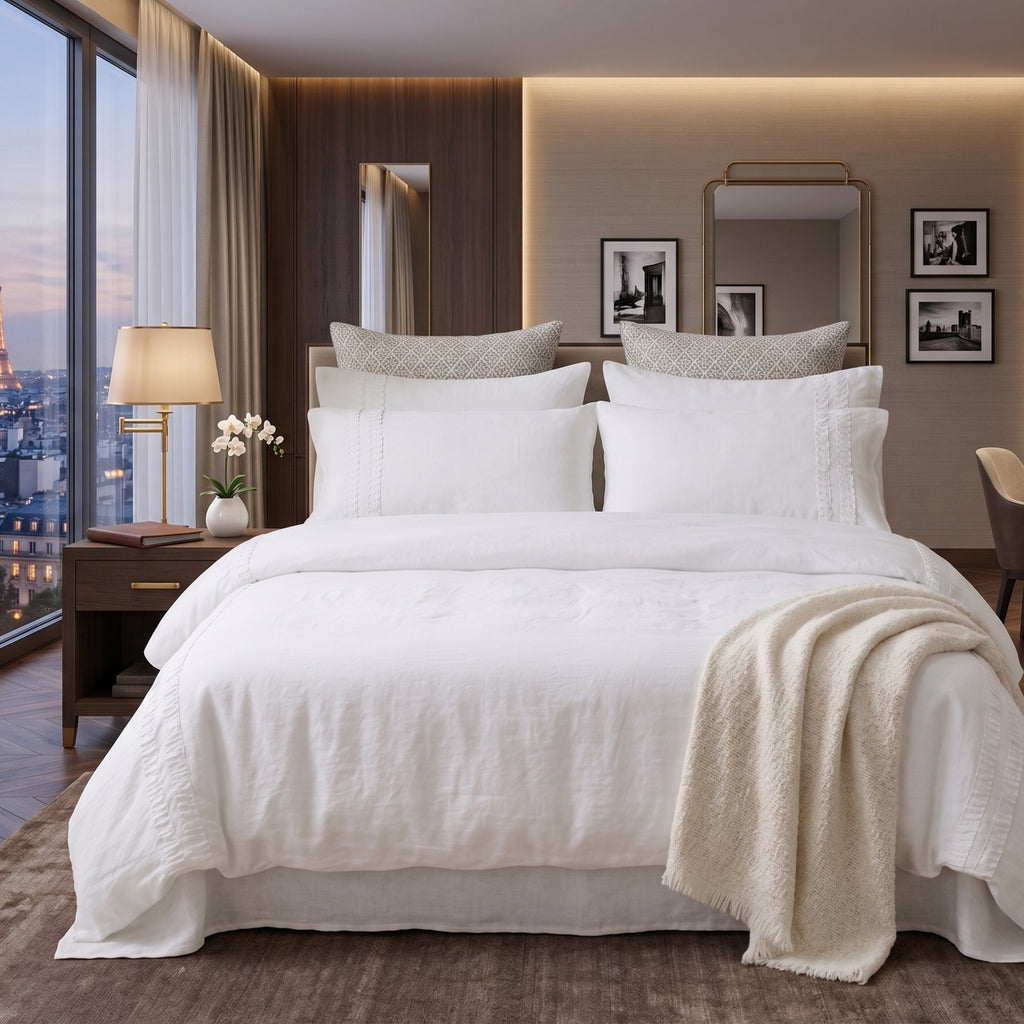 White TENCEL Bedding, Lyocell Duvet Cover, Luxury Hotel Style, Cooling Queen King