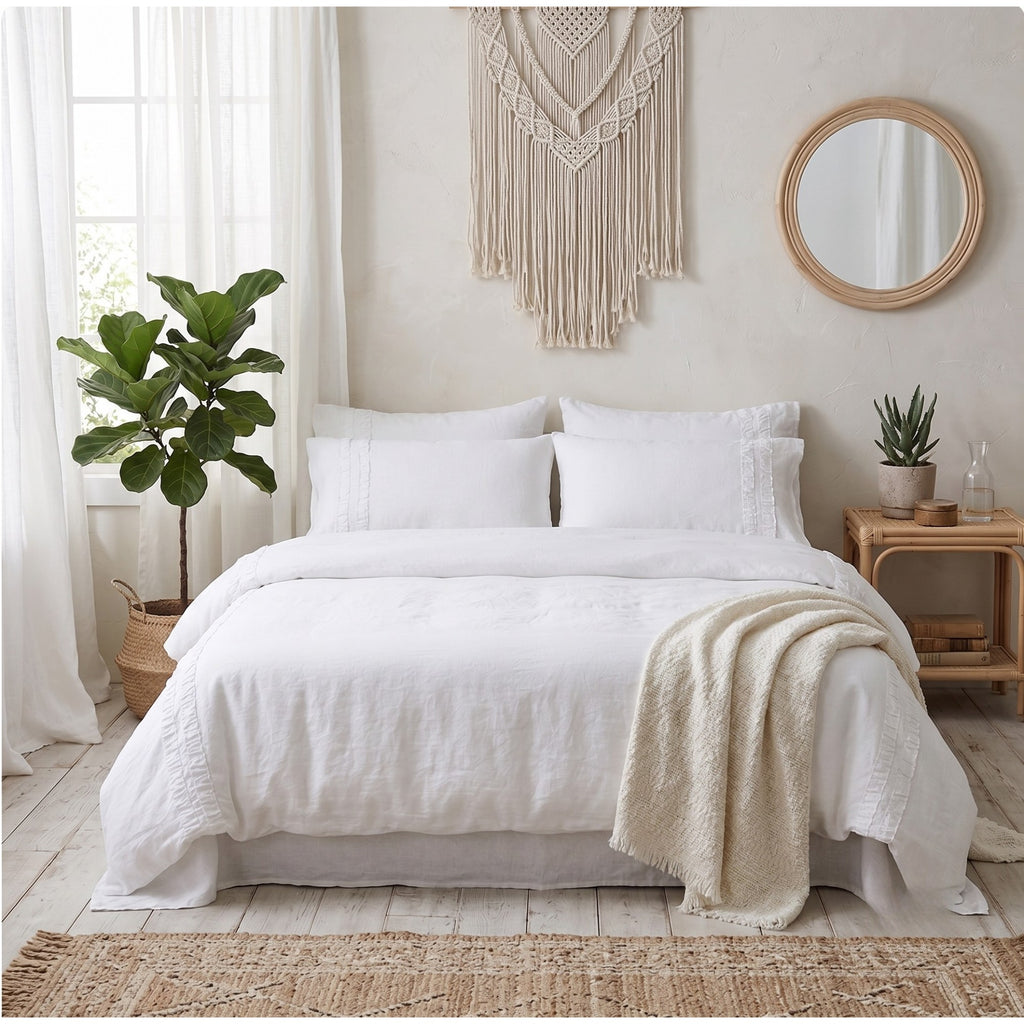 White TENCEL Bedding, Lyocell Duvet Cover, Luxury Hotel Style, Cooling Queen King