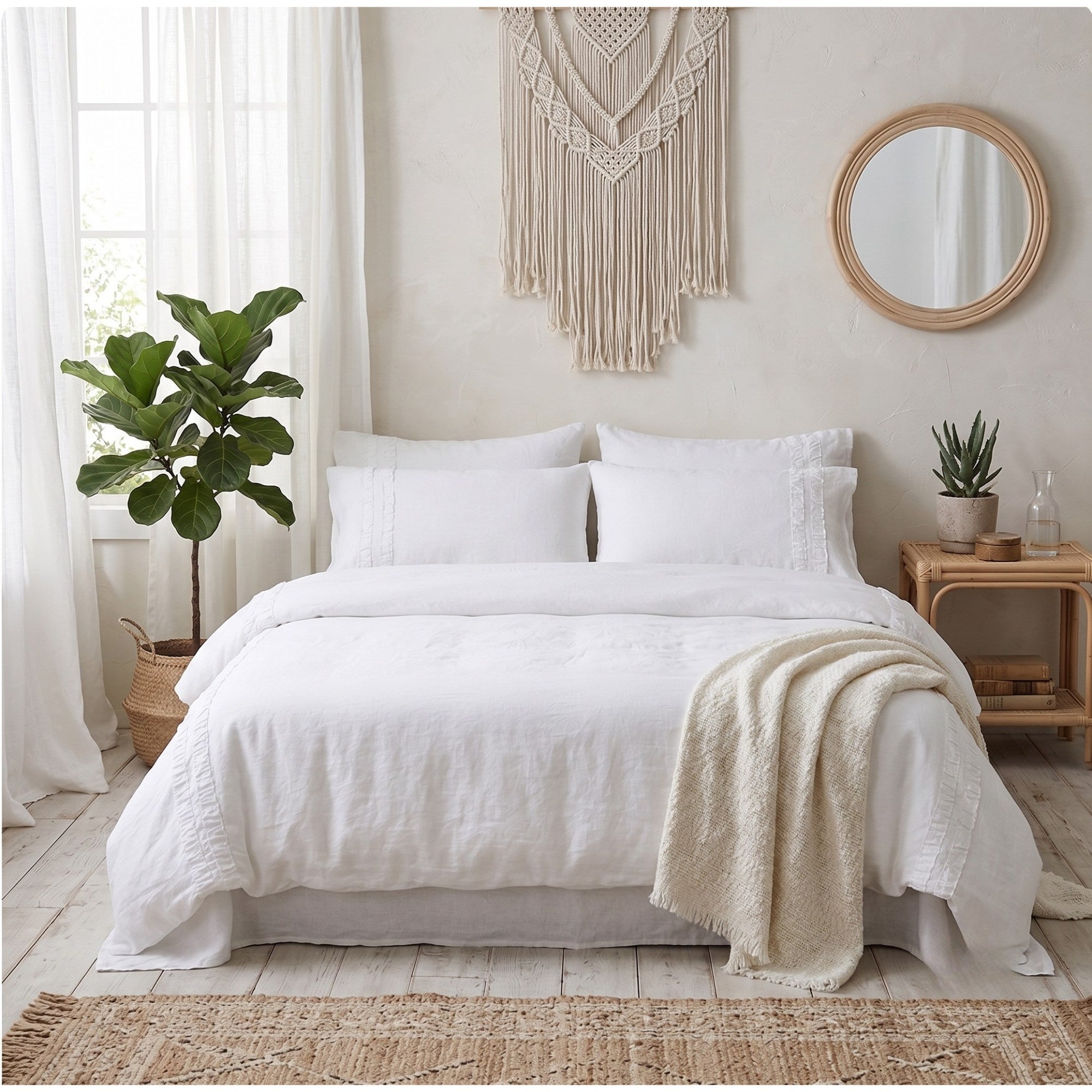 White TENCEL Bedding, Lyocell Duvet Cover, Luxury Hotel Style, Cooling Queen King