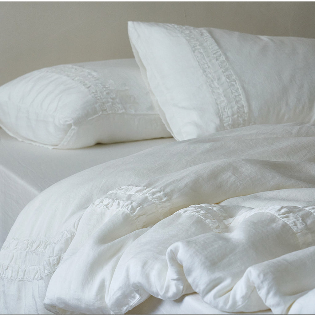 White TENCEL Bedding, Lyocell Duvet Cover, Luxury Hotel Style, Cooling Queen King