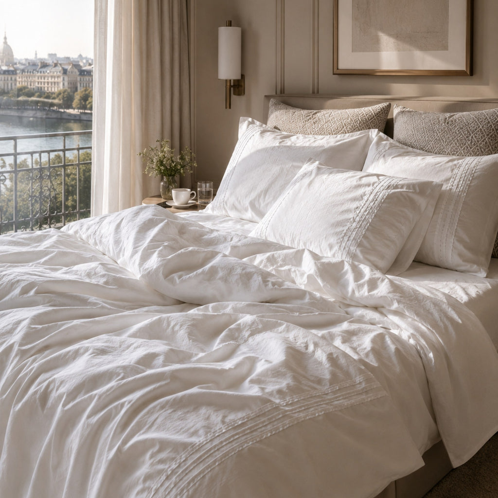 White TENCEL Bedding, Lyocell Duvet Cover, Luxury Hotel Style, Cooling Queen King
