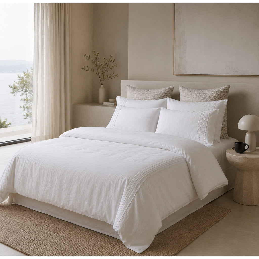 White TENCEL Bedding, Lyocell Duvet Cover, Luxury Hotel Style, Cooling Queen King