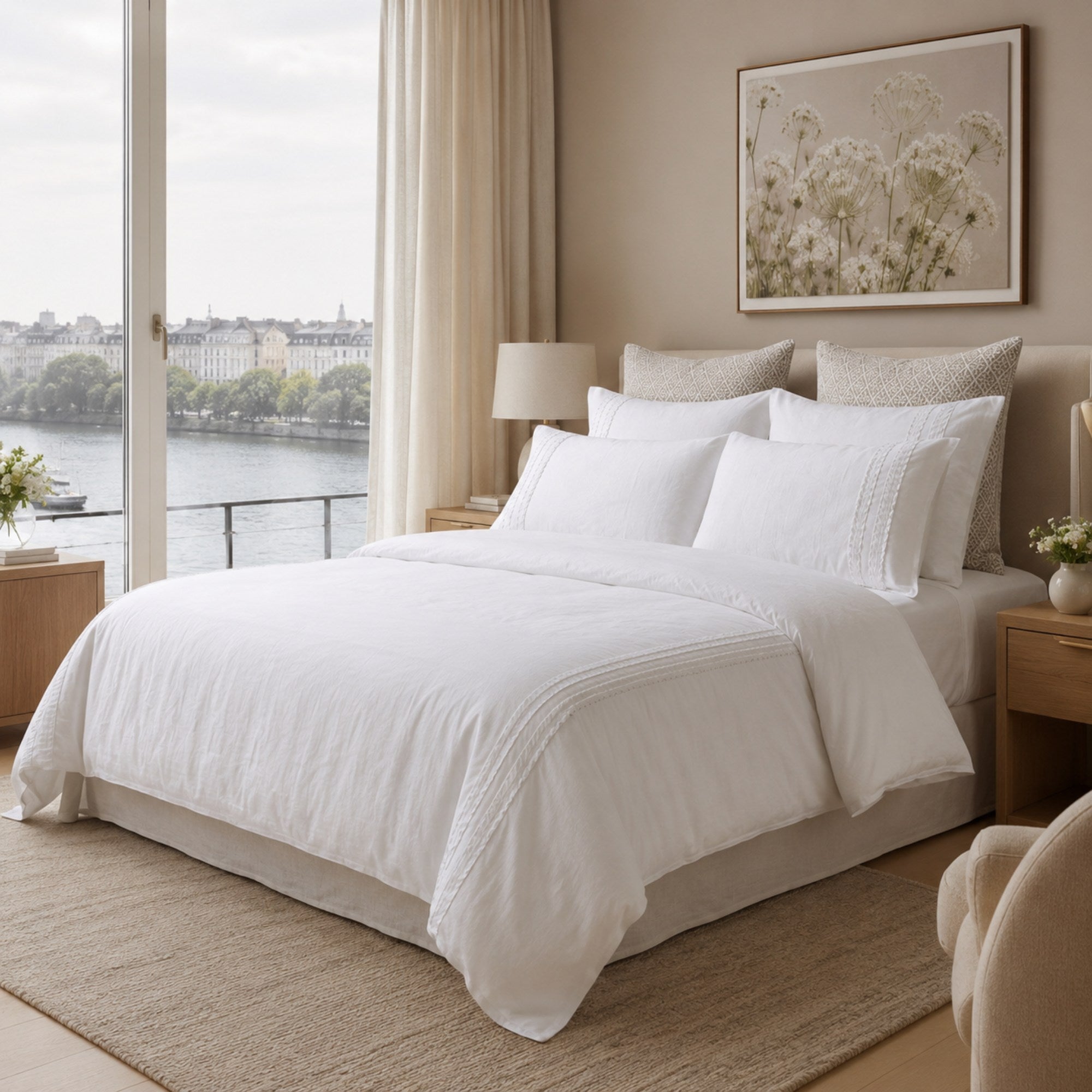 White TENCEL Bedding, Lyocell Duvet Cover, Luxury Hotel Style, Cooling Queen King