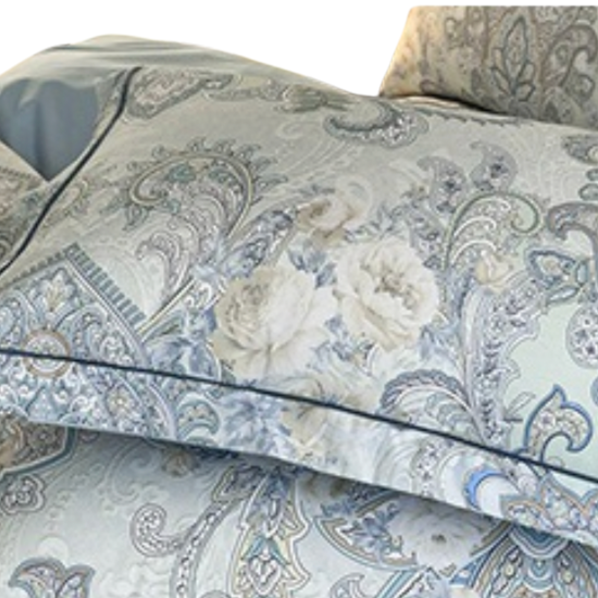 Blue Grey Floral Cotton Bedding Set – Elegant Luxury Duvet Cover & Pillowcases