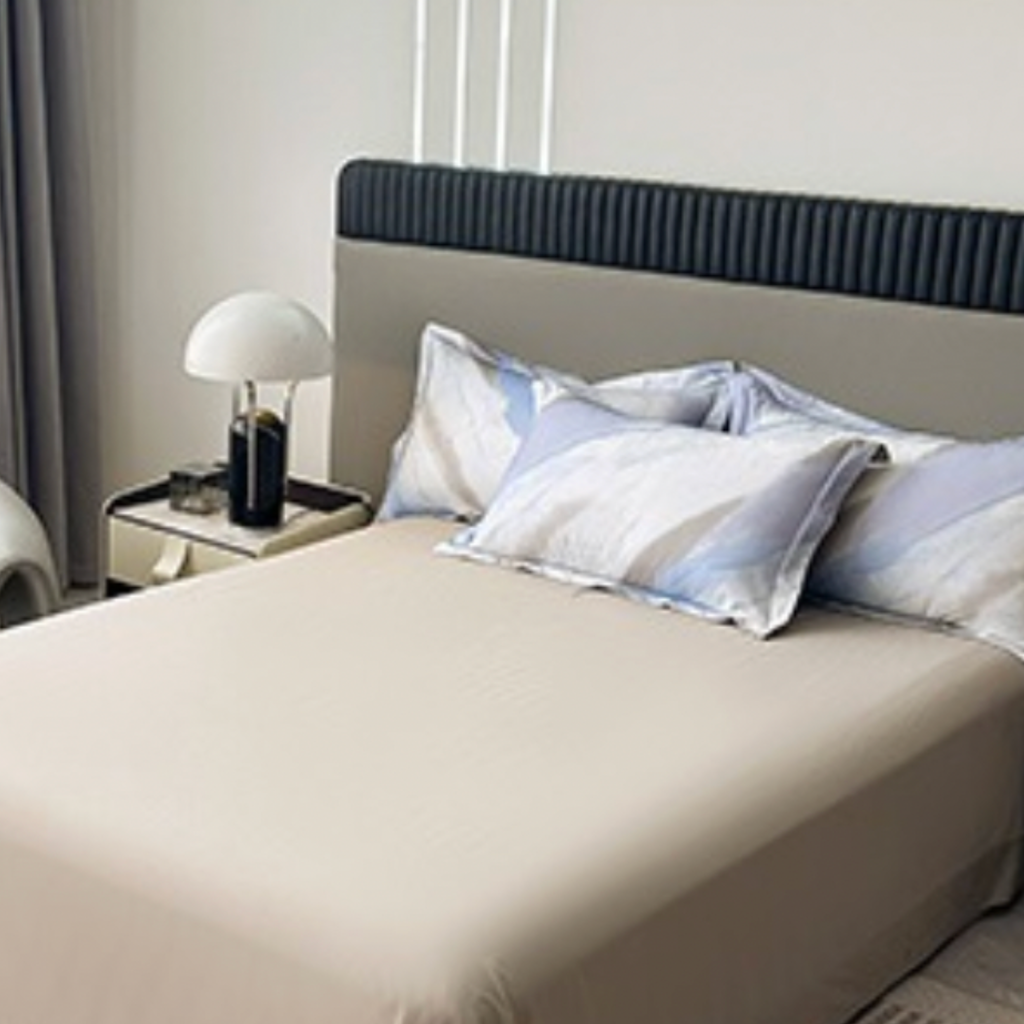 Blue Grey Cotton Bedding Set with Fitted or Flat Sheet – Luxury Modern Minimalist Duvet Cover Set