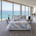 Blue Grey Cotton Bedding Set with Fitted or Flat Sheet – Luxury Modern Minimalist Duvet Cover Set
