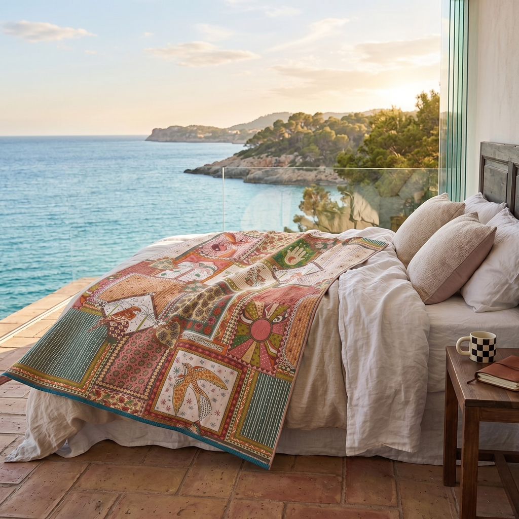 Boho Cotton Bath Towel Throw – 90x180 cm Quick Dry Beach & Sofa Blanket