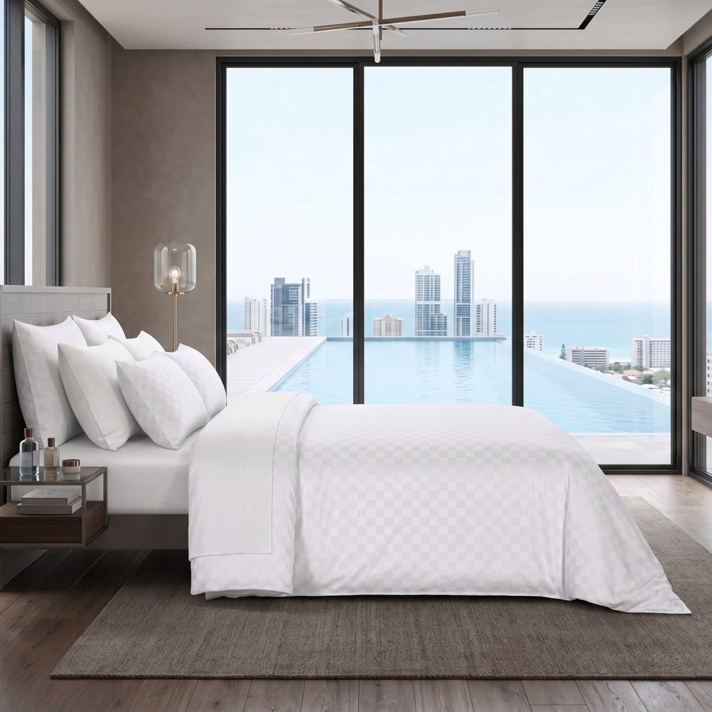White Jacquard Bedspread Set | Luxury Woven Coverlet with 2 Pillowcases