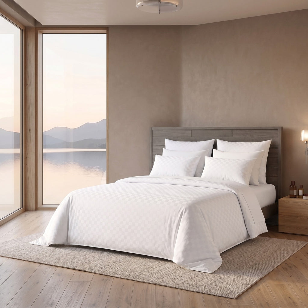 White Jacquard Bedspread Set | Luxury Woven Coverlet with 2 Pillowcases