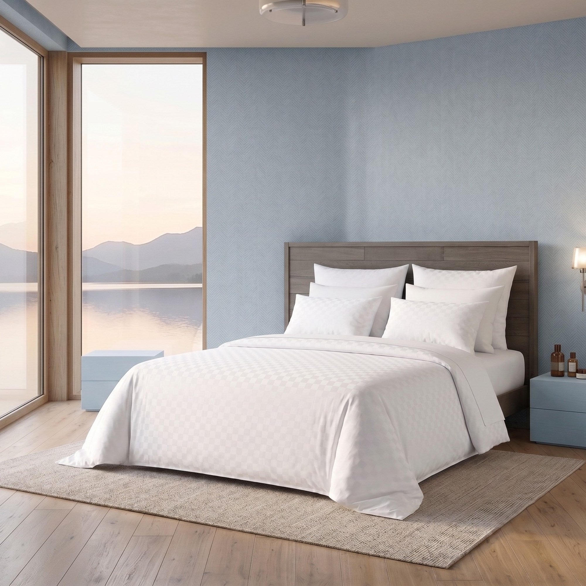 White Jacquard Bedspread Set | Luxury Woven Coverlet with 2 Pillowcases