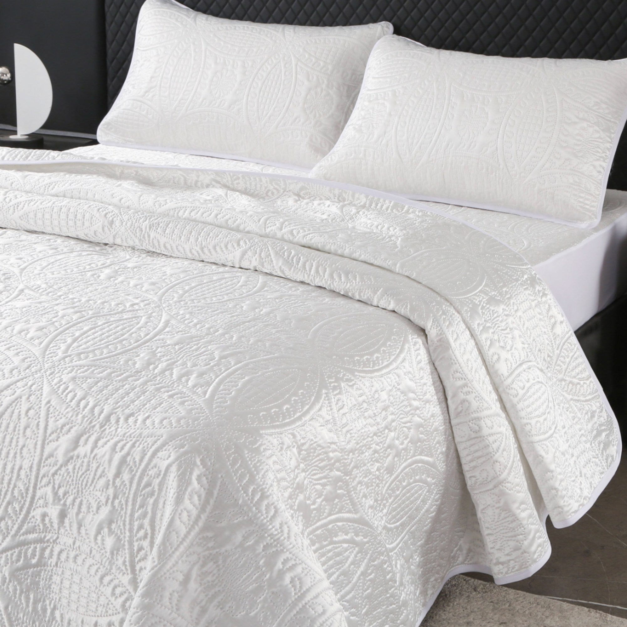 White Textured Bedspread | Coverlet Only or with Pillow Shams