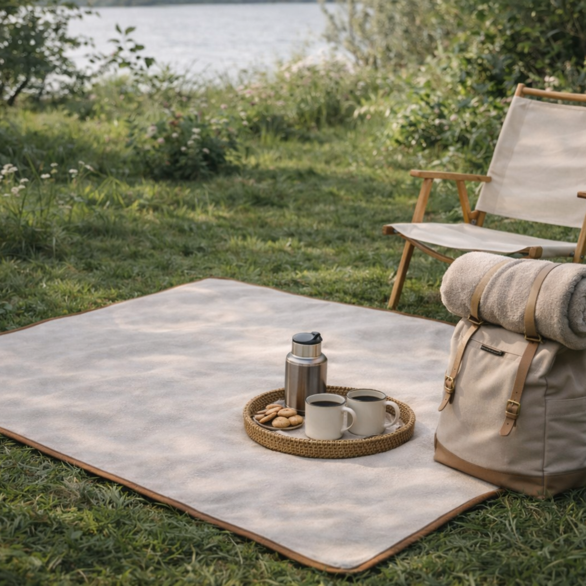 Soft Cotton Picnic Blanket – Waterproof Minimalist Outdoor Mat