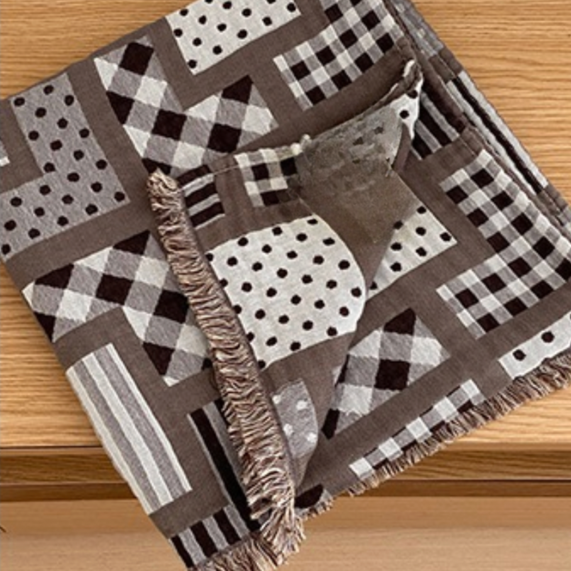 Brown Beige Cotton Gauze Throw Blanket – 80x160 Boho Sofa & Beach Throw