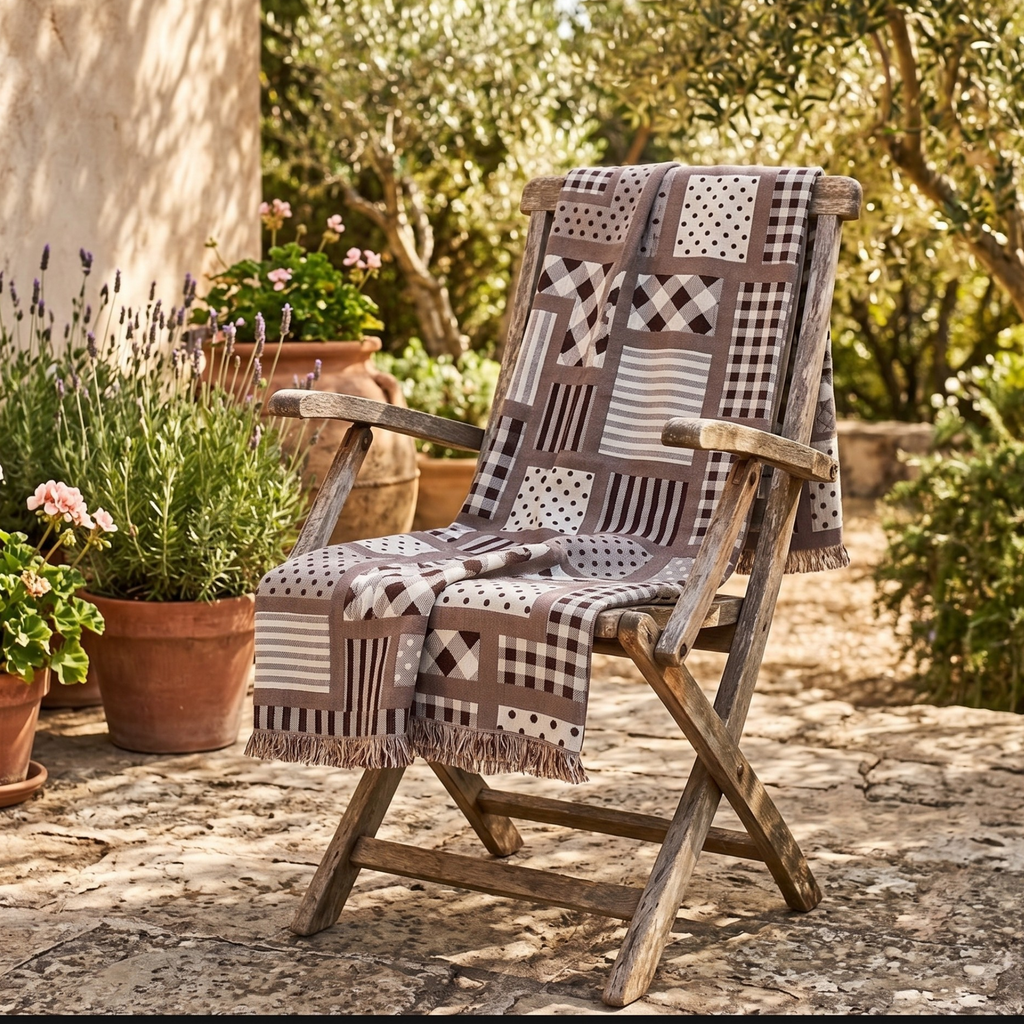 Brown Beige Cotton Gauze Throw Blanket – 80x160 Boho Sofa & Beach Throw