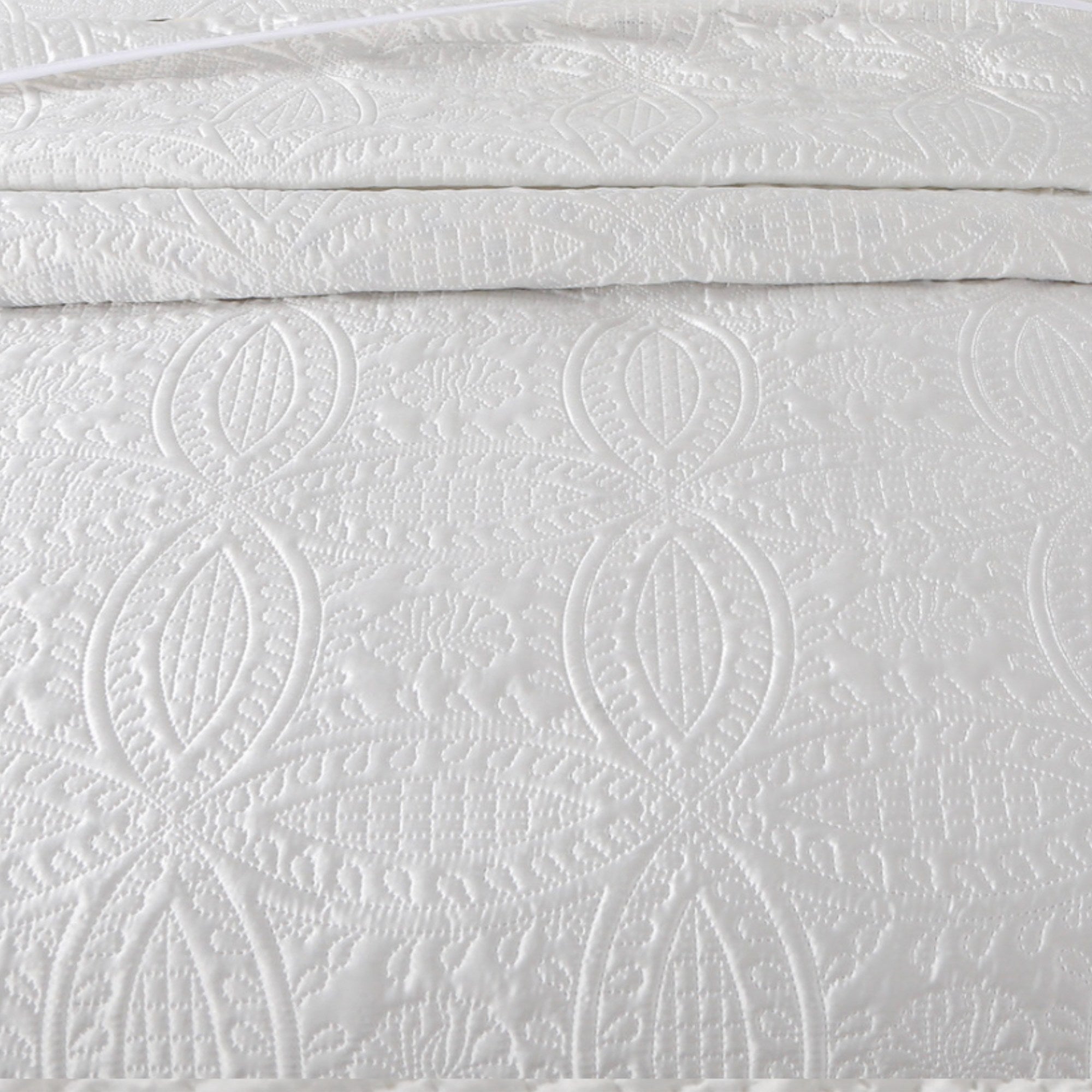 White Textured Bedspread | Coverlet Only or with Pillow Shams