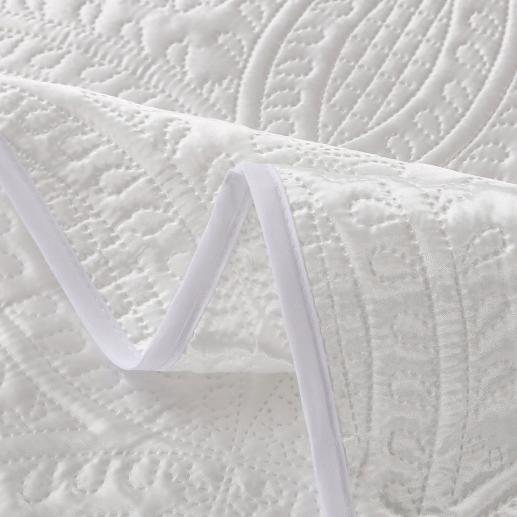 White Textured Bedspread | Coverlet Only or with Pillow Shams