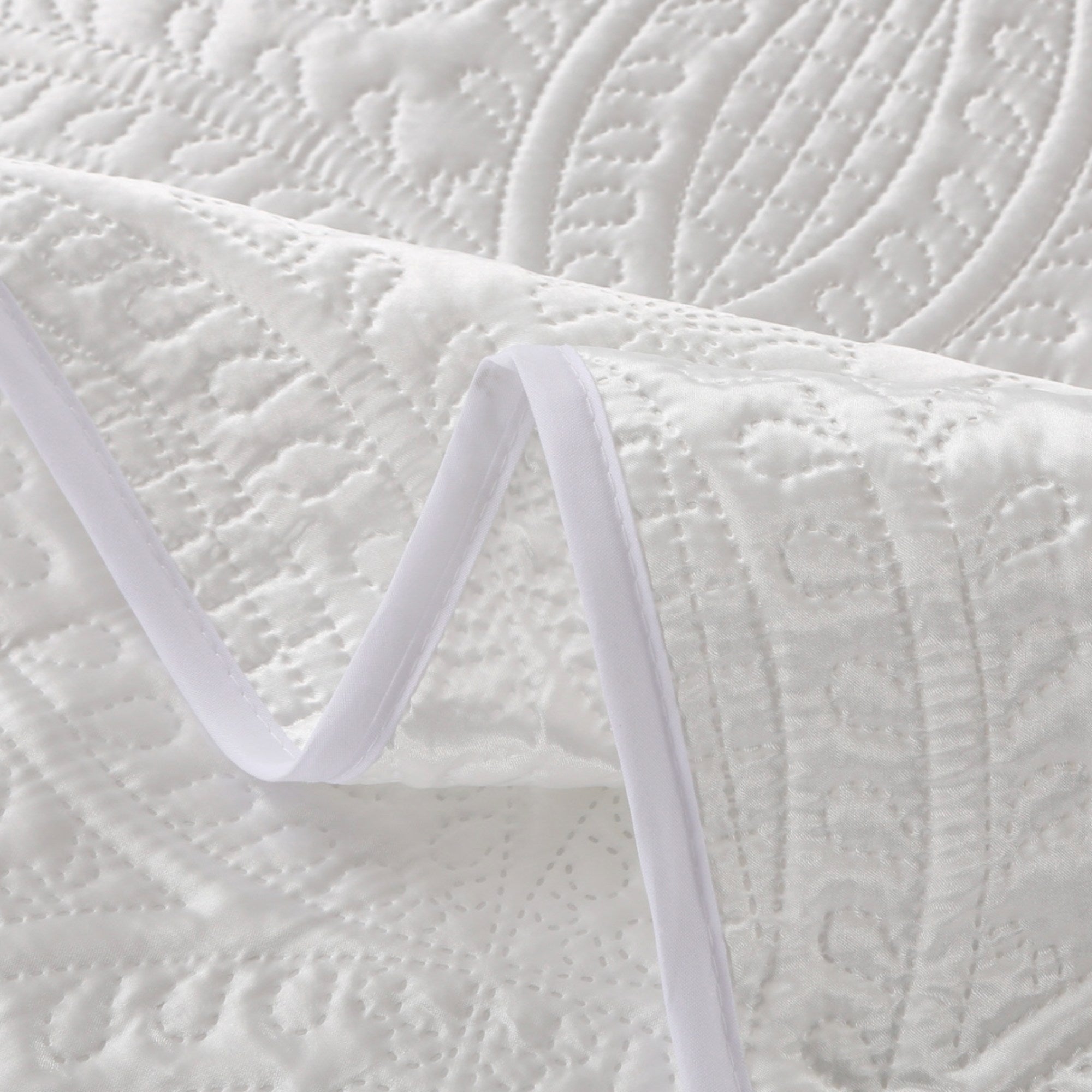 White Textured Bedspread | Coverlet Only or with Pillow Shams