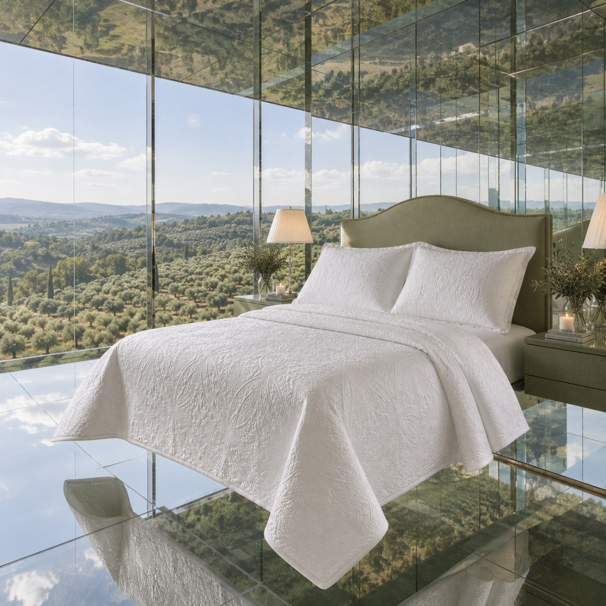 White Textured Bedspread | Coverlet Only or with Pillow Shams