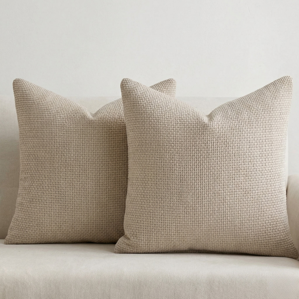 Neutral Chenille Pillow Cover | Textured Cushion Cover for Sofa Bed | Modern Woven Throw Pillow Decor