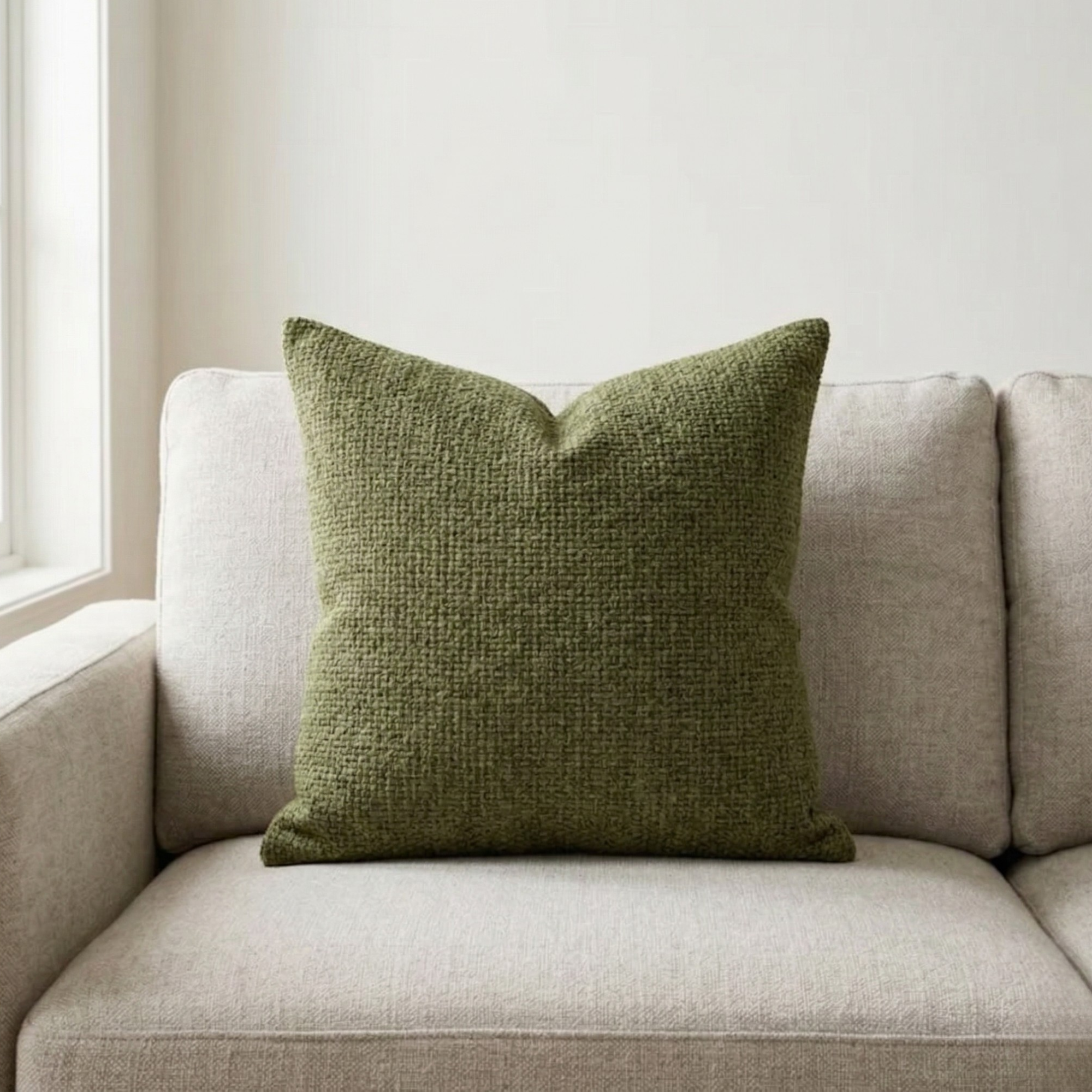 Neutral Chenille Pillow Cover | Textured Cushion Cover for Sofa Bed | Modern Woven Throw Pillow Decor