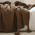 Brown Knit Tassel Throw
