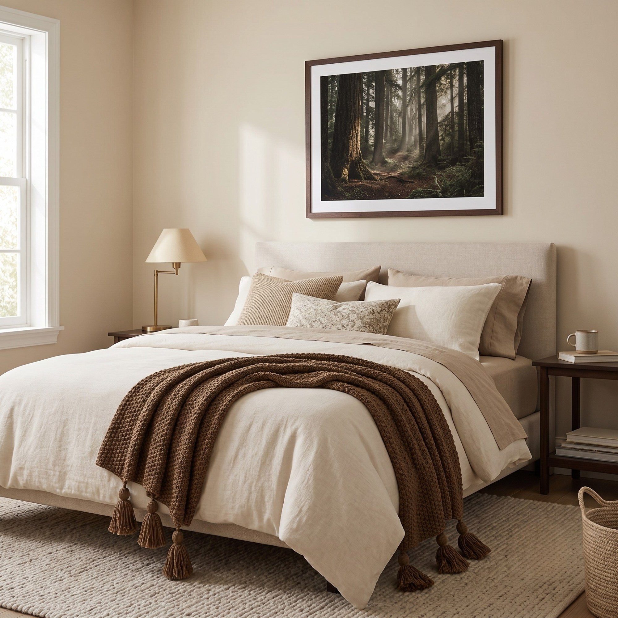 Brown Knit Tassel Throw