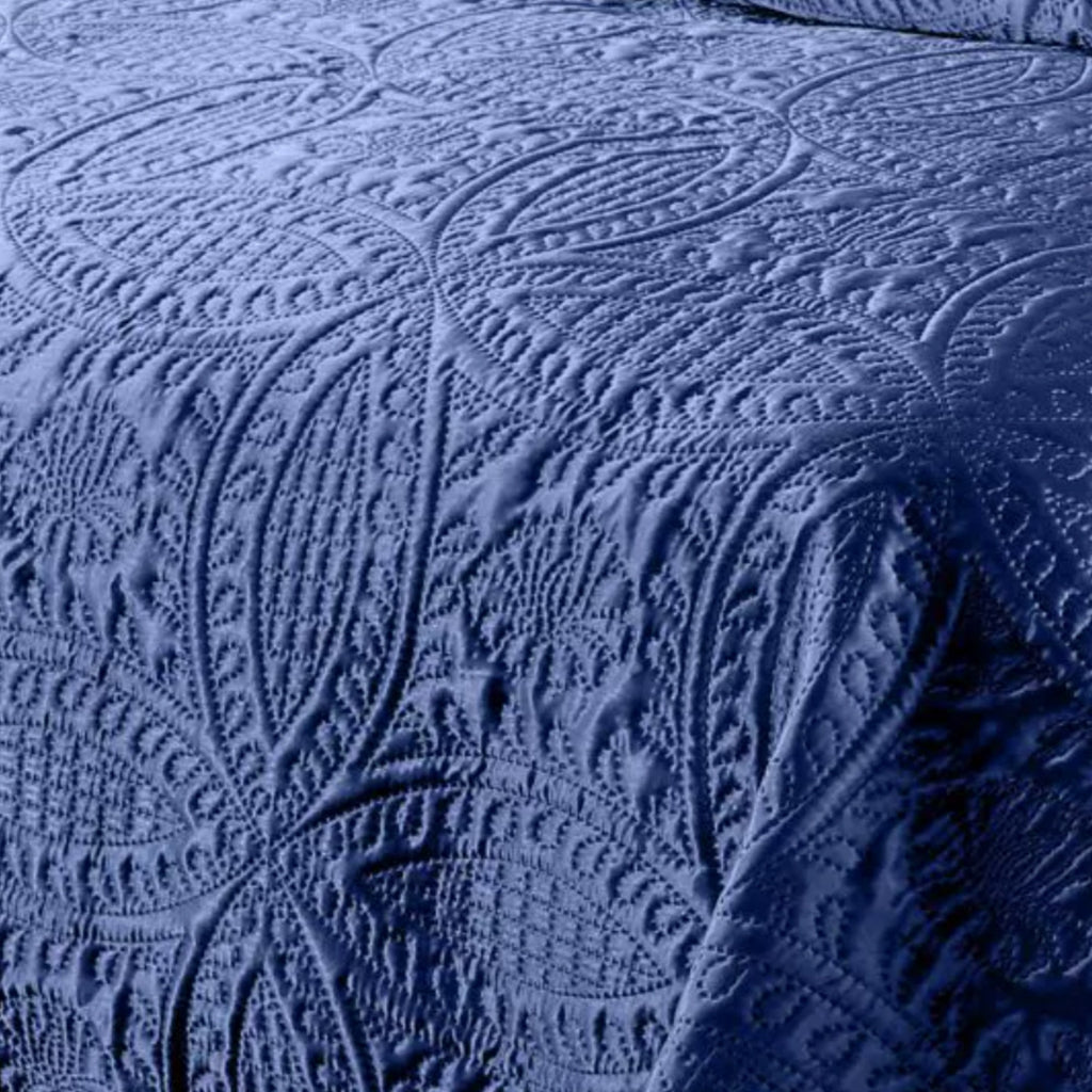 Blue Embossed Bedspread Set