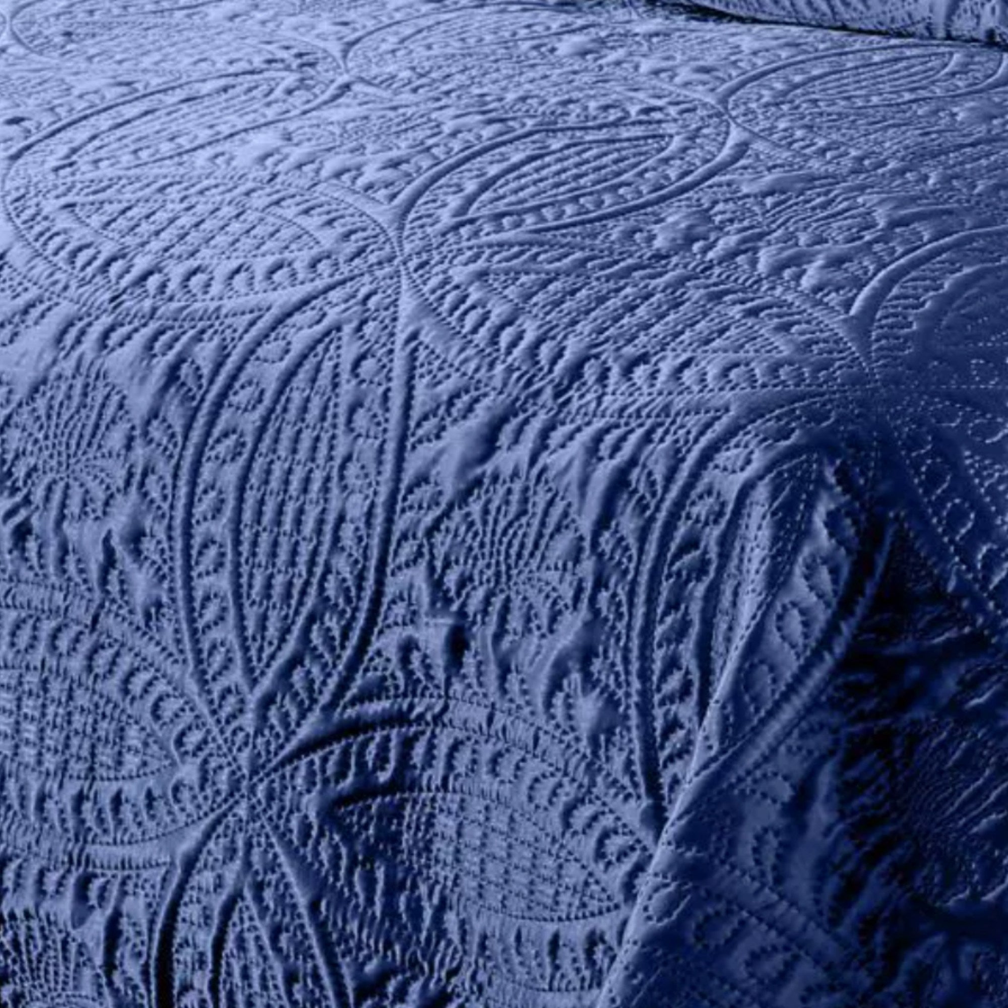 Blue Embossed Bedspread Set