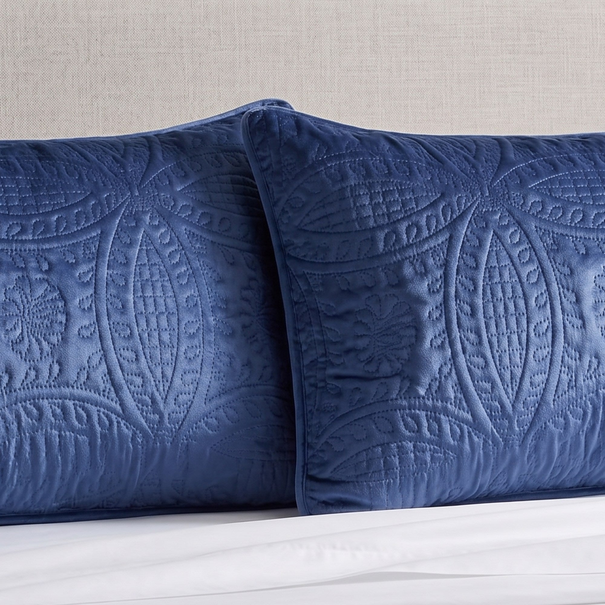 Blue Embossed Bedspread Set