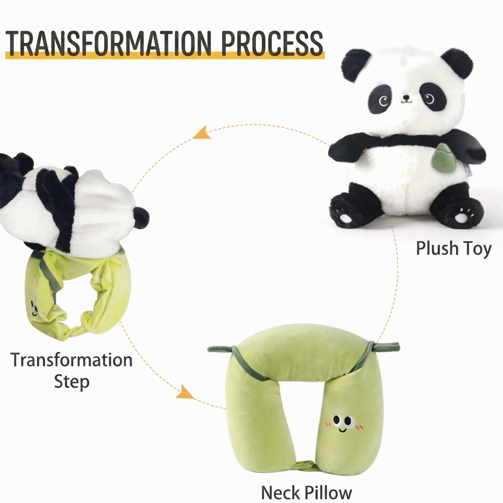 Cute Panda Plush Pillow with Gift Bag – Soft Cozy Panda Cushion