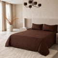 Vintage Jacquard Cotton Bedding Set | Chocolate Brown Botanical Duvet Cover | Luxury 100% Cotton