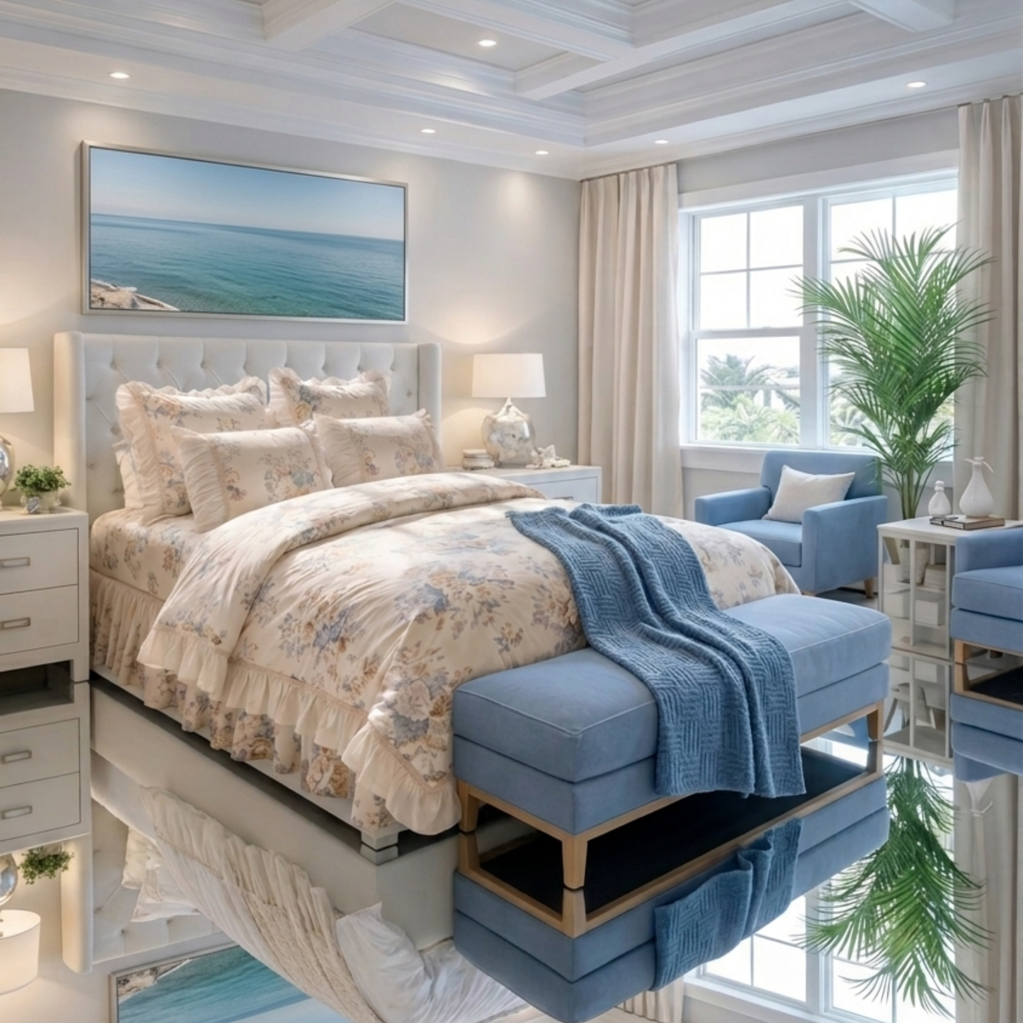 Floral Cotton Bedding Set with Ruffled Bed Skirt – Romantic Cottage Bedroom