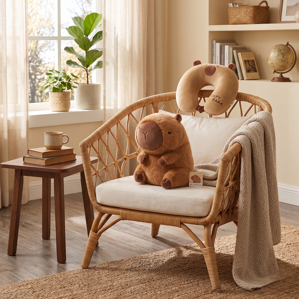 Capybara 2-in-1 Transforming Plush Pillow – Cute Travel Neck Cushion