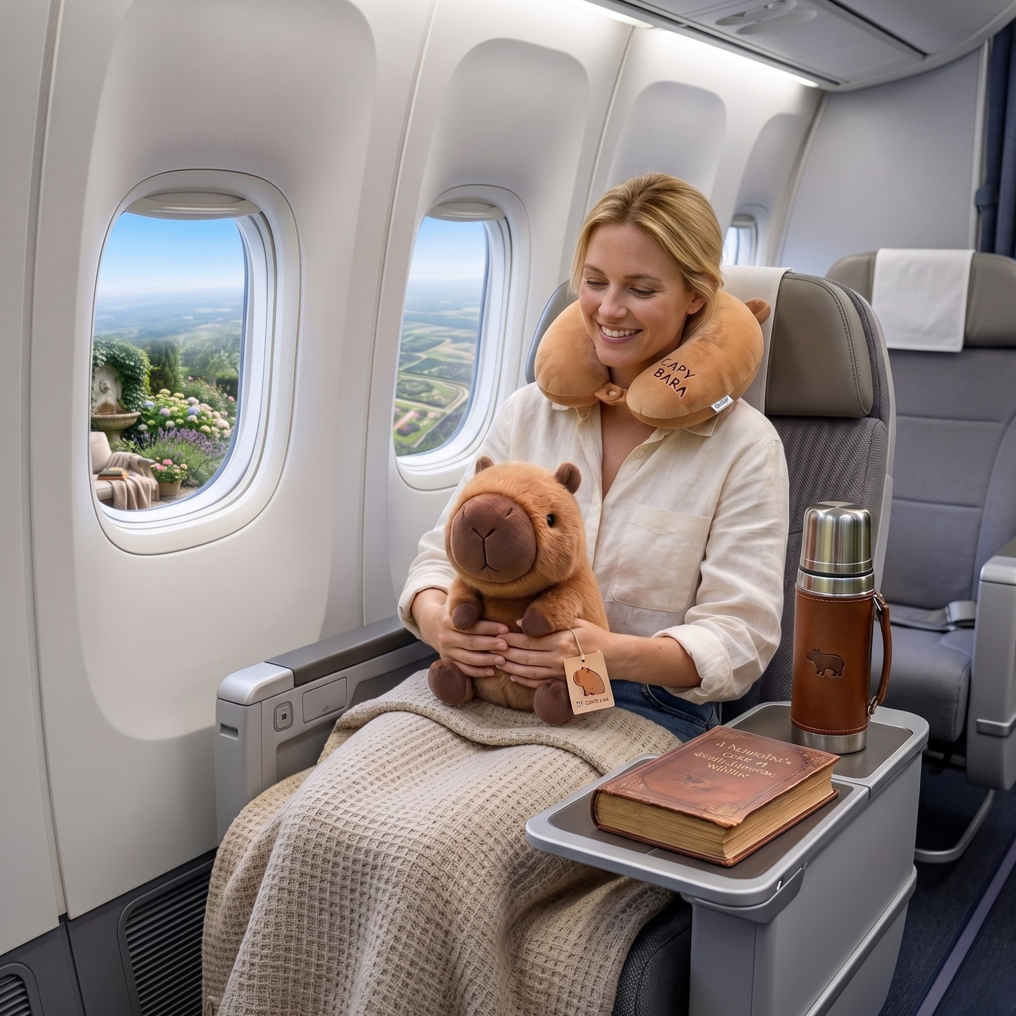 Capybara 2-in-1 Transforming Plush Pillow – Cute Travel Neck Cushion