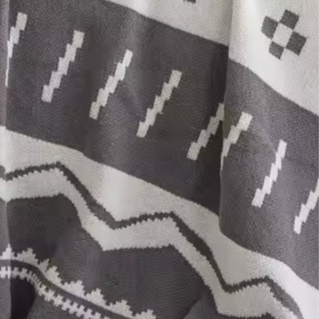 Black White Throw Blanket for Sofa – Soft Boho Knitted Bed Throw