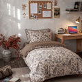 Vintage Botanical Cotton Linen Bedding Set | Cottage Floral Duvet Cover Set | Flat or Fitted Sheet