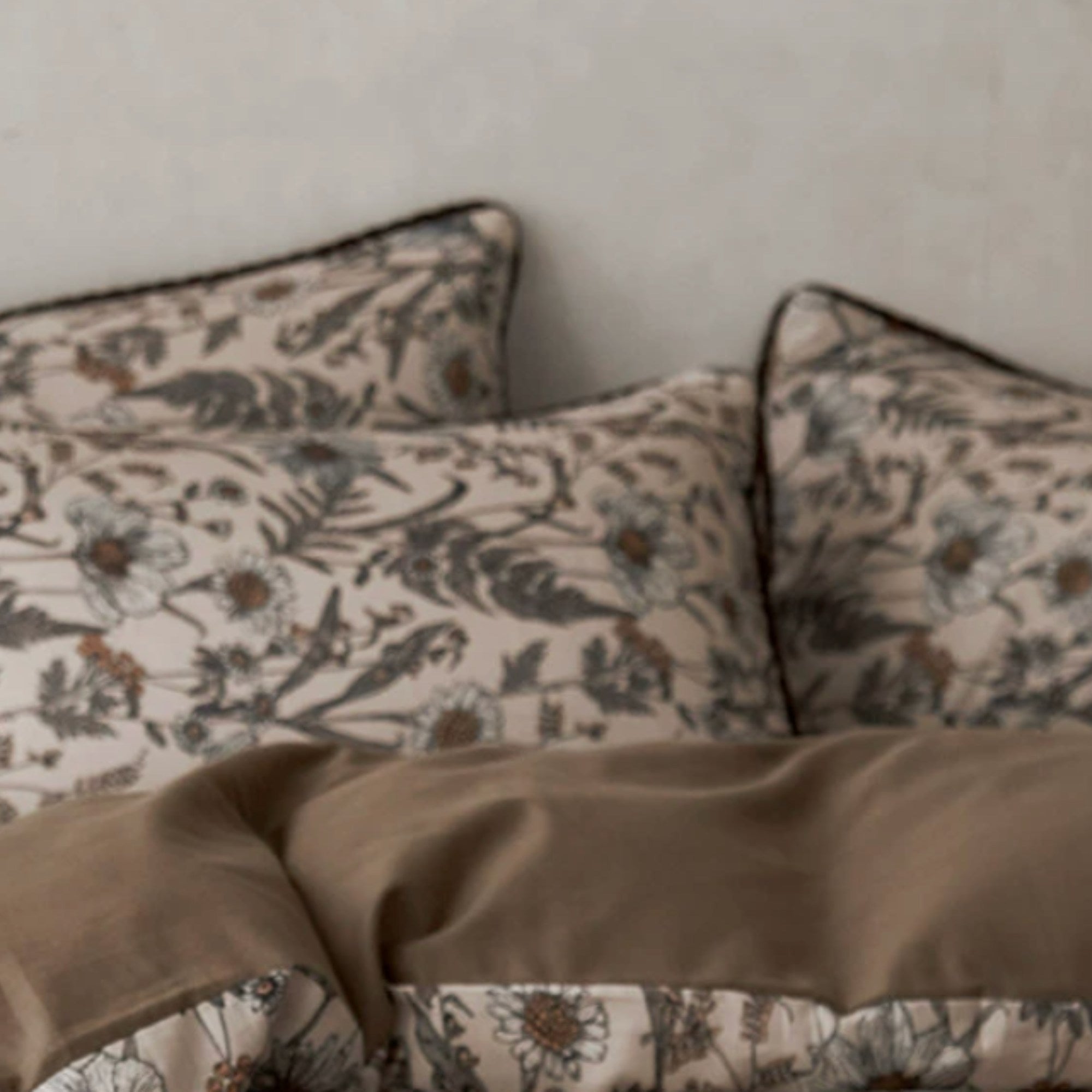 Vintage Botanical Cotton Linen Bedding Set | Cottage Floral Duvet Cover Set | Flat or Fitted Sheet