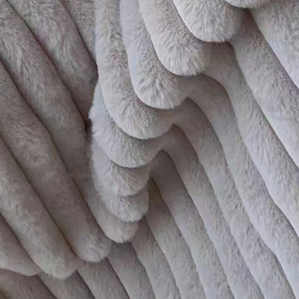 Luxury Double-Sided Faux Rabbit Fur Throw Blanket | Ultra Soft Plush | White, Grey & Powder Pink | 127×152 cm / 150×200 cm