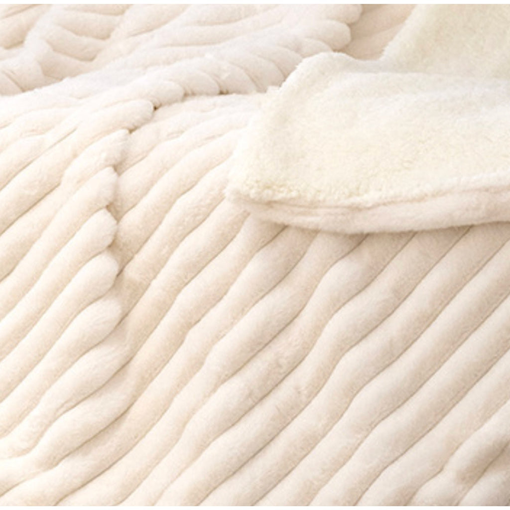 Luxury Double-Sided Faux Rabbit Fur Throw Blanket | Ultra Soft Plush | White, Grey & Powder Pink | 127×152 cm / 150×200 cm